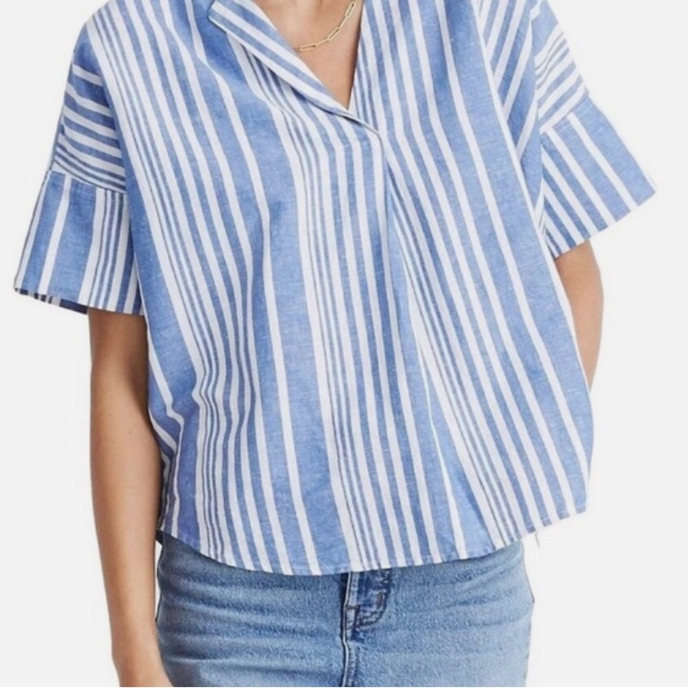 Madewell Courier Button-Back Shirt in Hinsdale Stripe.